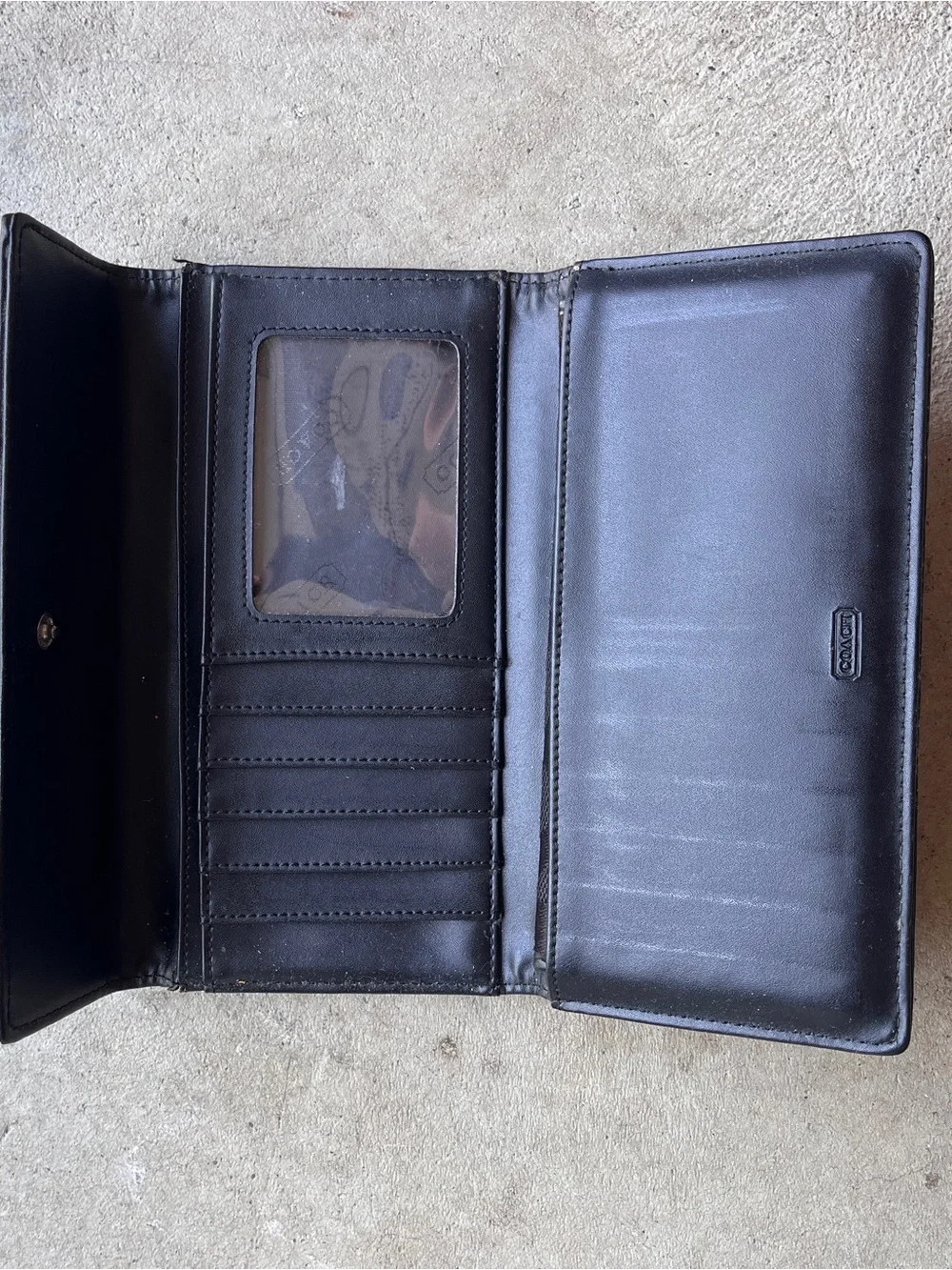 Coach Signature C Monogram Black Tri-Fold Wallet